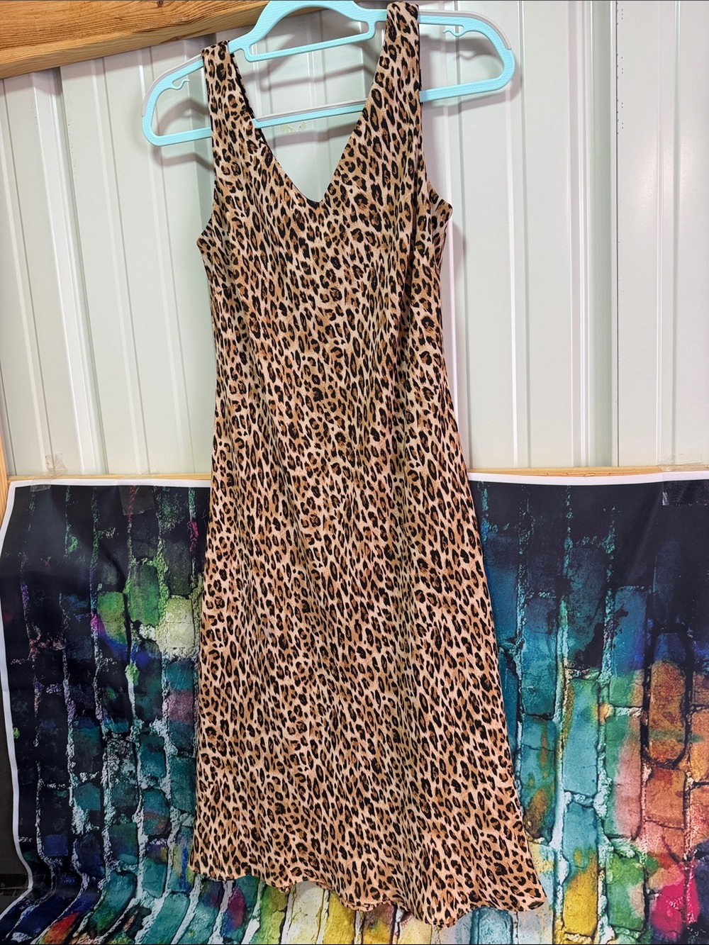 Sheri Martin Leopard Print Maxi Dress in Tan and Black size 10 petite